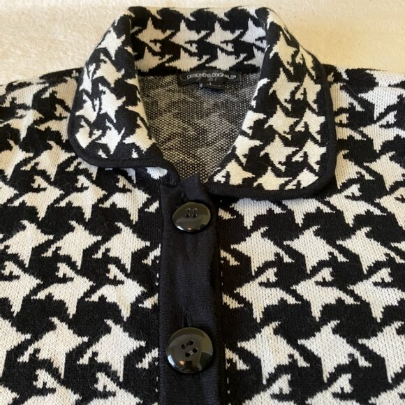 Vintage Womens Button Front Collar Sweater Cardigan Houndstooth Plaid Preppy - Picture 4 of 8